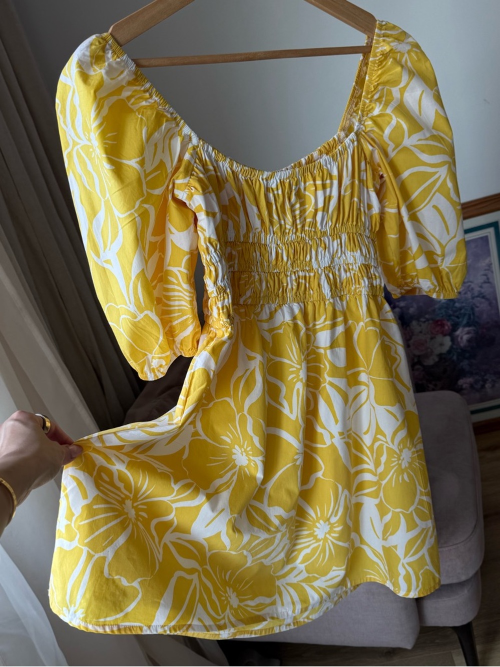 Faithfull Marinelli Floral Mini Dress Yellow Romantic Summer, S - Picture 6 of 13